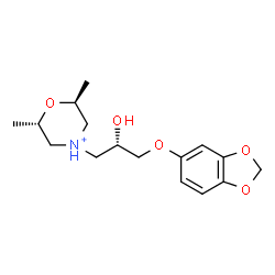 ChemSpider 2D Image | (2S,6S)-4-[(2S)-3-(1,3-Benzodioxol-5-yloxy)-2-hydroxypropyl]-2,6-dimethylmorpholin-4-ium | C16H24NO5