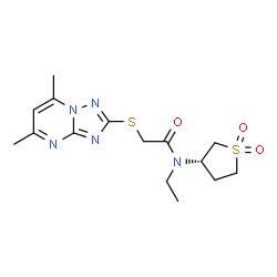 ChemSpider 2D Image | 2-[(5,7-Dimethyl[1,2,4]triazolo[1,5-a]pyrimidin-2-yl)sulfanyl]-N-[(3S)-1,1-dioxidotetrahydro-3-thiophenyl]-N-ethylacetamide | C15H21N5O3S2