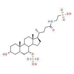 ChemSpider 2D Image | 2-{[(3alpha,5beta,7alpha,8xi,9xi,14xi)-3-Hydroxy-24-oxo-7-(sulfooxy)cholan-24-yl]amino}ethanesulfonic acid | C26H45NO9S2