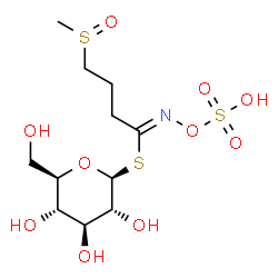 ChemSpider 2D Image | 1-S-[(1Z)-4-(Methylsulfinyl)-N-(sulfooxy)butanimidoyl]-1-thio-beta-D-glucopyranose | C11H21NO10S3