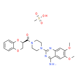 ChemSpider 2D Image | [4-(4-Amino-6,7-dimethoxy-2-quinazolinyl)-1-piperazinyl][(2R)-2,3-dihydro-1,4-benzodioxin-2-yl]methanone methanesulfonate (1:1) | C24H29N5O8S