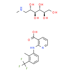 ChemSpider 2D Image | 2-{[2-Methyl-3-(trifluoromethyl)phenyl]amino}nicotinic acid - 1-deoxy-1-(methylamino)-D-allitol (1:1) | C21H28F3N3O7