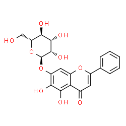 ChemSpider 2D Image | 5,6-Dihydroxy-4-oxo-2-phenyl-4H-chromen-7-yl alpha-D-mannopyranoside | C21H20O10