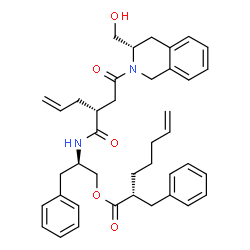 ChemSpider 2D Image | (2R)-2-{[(2R)-2-{2-[(3S)-3-(Hydroxymethyl)-3,4-dihydro-2(1H)-isoquinolinyl]-2-oxoethyl}-4-pentenoyl]amino}-3-phenylpropyl (2R)-2-benzyl-6-heptenoate | C40H48N2O5
