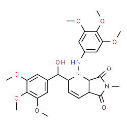 ChemSpider 2D Image | 2-[Hydroxy(3,4,5-trimethoxyphenyl)methyl]-6-methyl-1-[(3,4,5-trimethoxyphenyl)amino]-4a,7a-dihydro-1H-pyrrolo[3,4-b]pyridine-5,7(2H,6H)-dione | C27H33N3O9
