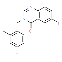 ChemSpider 2D Image | 3-(4-Fluoro-2-methylbenzyl)-6-iodo-4(3H)-quinazolinone | C16H12FIN2O