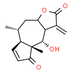ChemSpider 2D Image | (4S,4aR,7aR,8R)-4-Hydroxy-4a,8-dimethyl-3-methylene-3,3a,4,4a,7a,8,9,9a-octahydroazuleno[6,5-b]furan-2,5-dione | C15H18O4