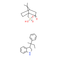 ChemSpider 2D Image | (7,7-Dimethyl-2-oxobicyclo[2.2.1]hept-1-yl)methanesulfonic acid - 3-(2-phenyl-2-butanyl)indoline (1:1) | C28H37NO4S
