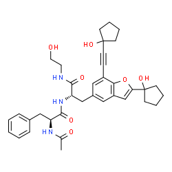 ChemSpider 2D Image | N-Acetyl-L-phenylalanyl-3-{2-(1-hydroxycyclopentyl)-7-[(1-hydroxycyclopentyl)ethynyl]-1-benzofuran-5-yl}-N-(2-hydroxyethyl)-L-alaninamide | C36H43N3O7