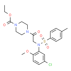 ChemSpider 2D Image | Ethyl 4-{N-(5-chloro-2-methoxyphenyl)-N-[(4-methylphenyl)sulfonyl]glycyl}-1-piperazinecarboxylate | C23H28ClN3O6S