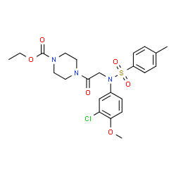 ChemSpider 2D Image | Ethyl 4-{N-(3-chloro-4-methoxyphenyl)-N-[(4-methylphenyl)sulfonyl]glycyl}-1-piperazinecarboxylate | C23H28ClN3O6S