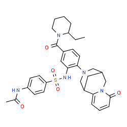 ChemSpider 2D Image | N-[4-({5-[(2-Ethyl-1-piperidinyl)carbonyl]-2-(6-oxo-7,11-diazatricyclo[7.3.1.0~2,7~]trideca-2,4-dien-11-yl)phenyl}sulfamoyl)phenyl]acetamide | C33H39N5O5S