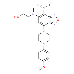 ChemSpider 2D Image | 2-[{7-[4-(4-Methoxyphenyl)-1-piperazinyl]-4-nitro-2,1,3-benzoxadiazol-5-yl}(methyl)amino]ethanol | C20H24N6O5