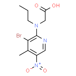 ChemSpider 2D Image | N-(3-Bromo-4-methyl-5-nitro-2-pyridinyl)-N-propylglycine | C11H14BrN3O4