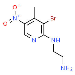 ChemSpider 2D Image | N-(3-Bromo-4-methyl-5-nitro-2-pyridinyl)-1,2-ethanediamine | C8H11BrN4O2