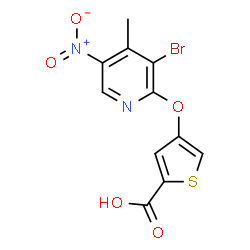 ChemSpider 2D Image | 4-[(3-Bromo-4-methyl-5-nitro-2-pyridinyl)oxy]-2-thiophenecarboxylic acid | C11H7BrN2O5S