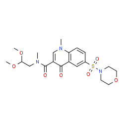 ChemSpider 2D Image | N-(2,2-Dimethoxyethyl)-N,1-dimethyl-6-(4-morpholinylsulfonyl)-4-oxo-1,4-dihydro-3-quinolinecarboxamide | C20H27N3O7S