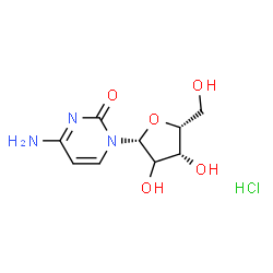 ChemSpider 2D Image | 4-Amino-1-[(2xi)-beta-D-threo-pentofuranosyl]-2(1H)-pyrimidinone hydrochloride (1:1) | C9H14ClN3O5