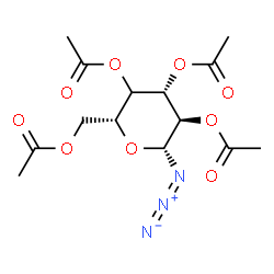 ChemSpider 2D Image | (2R,4S,5R,6R)-2-(Acetoxymethyl)-6-azidotetrahydro-2H-pyran-3,4,5-triyl triacetate (non-preferred name) | C14H19N3O9