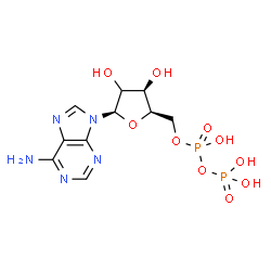 ChemSpider 2D Image | 9-{(2xi)-5-O-[Hydroxy(phosphonooxy)phosphoryl]-beta-D-threo-pentofuranosyl}-9H-purin-6-amine | C10H15N5O10P2