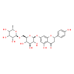 ChemSpider 2D Image | (2S)-5-Hydroxy-2-(4-hydroxyphenyl)-4-oxo-3,4-dihydro-2H-chromen-7-yl 6-O-[(4xi)-6-deoxy-alpha-L-lyxo-hexopyranosyl]-beta-D-glucopyranoside | C27H32O14