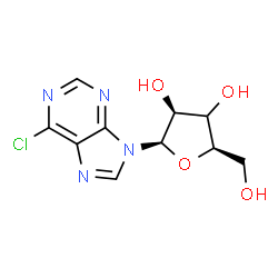 ChemSpider 2D Image | 6-Chloro-9-[(3xi)-beta-D-threo-pentofuranosyl]-9H-purine | C10H11ClN4O4
