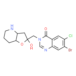 ChemSpider 2D Image | 7-Bromo-6-chloro-3-[(2-hydroxyoctahydrofuro[3,2-b]pyridin-2-yl)methyl]-4(3H)-quinazolinone | C16H17BrClN3O3