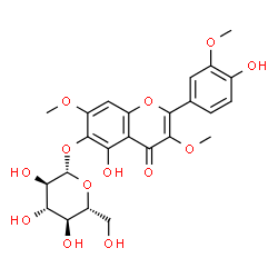 ChemSpider 2D Image | 5-Hydroxy-2-(4-hydroxy-3-methoxyphenyl)-3,7-dimethoxy-4-oxo-4H-chromen-6-yl beta-D-glucopyranoside | C24H26O13