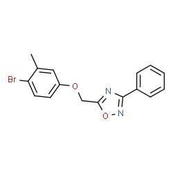 ChemSpider 2D Image | 1,2,4-Oxadiazole, 5-(4-bromo-3-methylphenoxy)methyl-3-phenyl- | C16H13BrN2O2