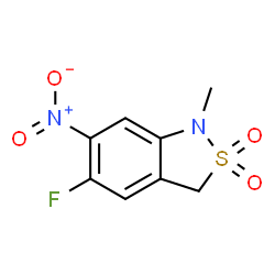 ChemSpider 2D Image | 5-Fluoro-1-methyl-6-nitro-1,3-dihydro-2,1-benzothiazole 2,2-dioxide | C8H7FN2O4S
