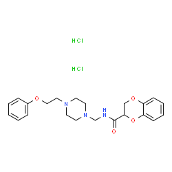 ChemSpider 2D Image | N-{[4-(2-Phenoxyethyl)-1-piperazinyl]methyl}-2,3-dihydro-1,4-benzodioxine-2-carboxamide dihydrochloride | C22H29Cl2N3O4