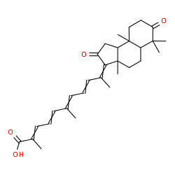 ChemSpider 2D Image | 2,6-Dimethyl-10-(3a,6,6,9a-tetramethyl-2,7-dioxododecahydro-3H-cyclopenta[a]naphthalen-3-ylidene)-2,4,6,8-undecatetraenoic acid | C30H40O4