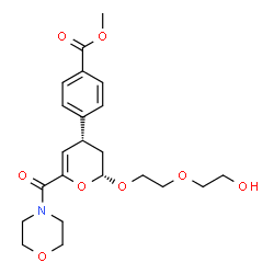 ChemSpider 2D Image | Methyl 4-[(2R,4R)-2-[2-(2-hydroxyethoxy)ethoxy]-6-(4-morpholinylcarbonyl)-3,4-dihydro-2H-pyran-4-yl]benzoate | C22H29NO8