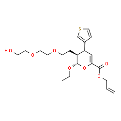 ChemSpider 2D Image | Allyl (2S,3S,4R)-2-ethoxy-3-{2-[2-(2-hydroxyethoxy)ethoxy]ethyl}-4-(3-thienyl)-3,4-dihydro-2H-pyran-6-carboxylate | C21H30O7S