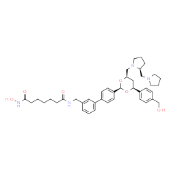 ChemSpider 2D Image | N-Hydroxy-N'-({4'-[(2R,4S,6R)-4-[4-(hydroxymethyl)phenyl]-6-{[(2S)-2-(1-pyrrolidinylmethyl)-1-pyrrolidinyl]methyl}-1,3-dioxan-2-yl]-3-biphenylyl}methyl)heptanediamide | C41H54N4O6
