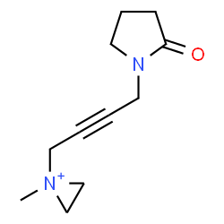 ChemSpider 2D Image | 1-Methyl-1-[4-(2-oxo-1-pyrrolidinyl)-2-butyn-1-yl]aziridinium | C11H17N2O