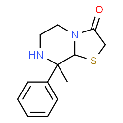 ChemSpider 2D Image | 8-Methyl-8-phenyl-tetrahydro-thiazolo[3,2-a]pyrazin-3-one | C13H16N2OS