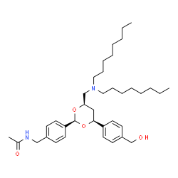 ChemSpider 2D Image | N-(4-{(2R,4R,6S)-4-[(Dioctylamino)methyl]-6-[4-(hydroxymethyl)phenyl]-1,3-dioxan-2-yl}benzyl)acetamide | C37H58N2O4