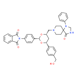 ChemSpider 2D Image | 2-(4-{(2S,4R,6S)-4-[4-(Hydroxymethyl)phenyl]-6-[(4-oxo-1-phenyl-1,3,8-triazaspiro[4.5]dec-8-yl)methyl]-1,3-dioxan-2-yl}phenyl)-1H-isoindole-1,3(2H)-dione | C39H38N4O6