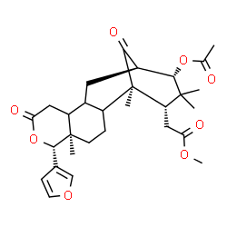 ChemSpider 2D Image | Methyl [(1R,5R,6R,13R,14S,16S)-14-acetoxy-6-(3-furyl)-1,5,15,15-tetramethyl-8,17-dioxo-7-oxatetracyclo[11.3.1.0~2,11~.0~5,10~]heptadec-16-yl]acetate | C29H38O8