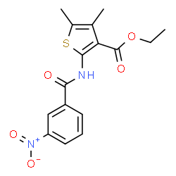ChemSpider 2D Image | ethyl 4,5-dimethyl-2-(3-nitrobenzamido)thiophene-3-carboxylate | C16H16N2O5S