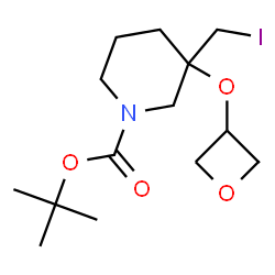 ChemSpider 2D Image | 2-Methyl-2-propanyl 3-(iodomethyl)-3-(3-oxetanyloxy)-1-piperidinecarboxylate | C14H24INO4