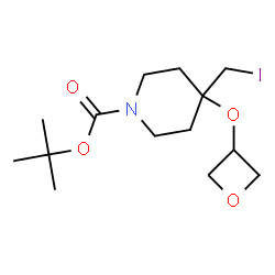 ChemSpider 2D Image | 2-Methyl-2-propanyl 4-(iodomethyl)-4-(3-oxetanyloxy)-1-piperidinecarboxylate | C14H24INO4