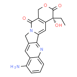 ChemSpider 2D Image | (4R)-10-Amino-4-ethyl-4-hydroxy-1H-pyrano[3',4':6,7]indolizino[1,2-b]quinoline-3,14(4H,12H)-dione | C20H17N3O4