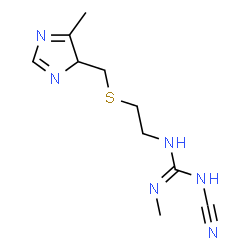 ChemSpider 2D Image | 1-cyano-2-methyl-3-[2-[(5-methyl-4H-imidazol-4-yl)methylthio]ethyl]guanidine | C10H16N6S