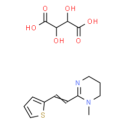ChemSpider 2D Image | 1-Methyl-2-[2-(2-thienyl)vinyl]-1,4,5,6-tetrahydropyrimidine 2,3-dihydroxysuccinate (1:1) | C15H20N2O6S