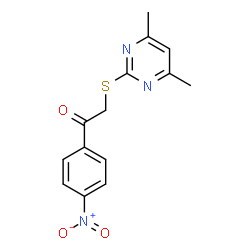 ChemSpider 2D Image | 2-[(4,6-Dimethyl-2-pyrimidinyl)sulfanyl]-1-(4-nitrophenyl)ethanone | C14H13N3O3S