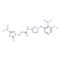 ChemSpider 2D Image | N-[1-(3-Methoxy-2-nitrobenzyl)-3-pyrrolidinyl]-3-(2-methyl-4-nitro-1H-imidazol-1-yl)propanamide | C19H24N6O6