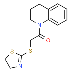 ChemSpider 2D Image | Ethanone, 1-(1,2,3,4-tetrahydro-1-quinolinyl)-2-(2-thiazolin-2-yl)thio- | C14H16N2OS2