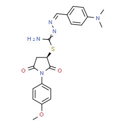 ChemSpider 2D Image | (3R)-1-(4-Methoxyphenyl)-2,5-dioxo-3-pyrrolidinyl N'-{(Z)-[4-(dimethylamino)phenyl]methylene}carbamohydrazonothioate | C21H23N5O3S